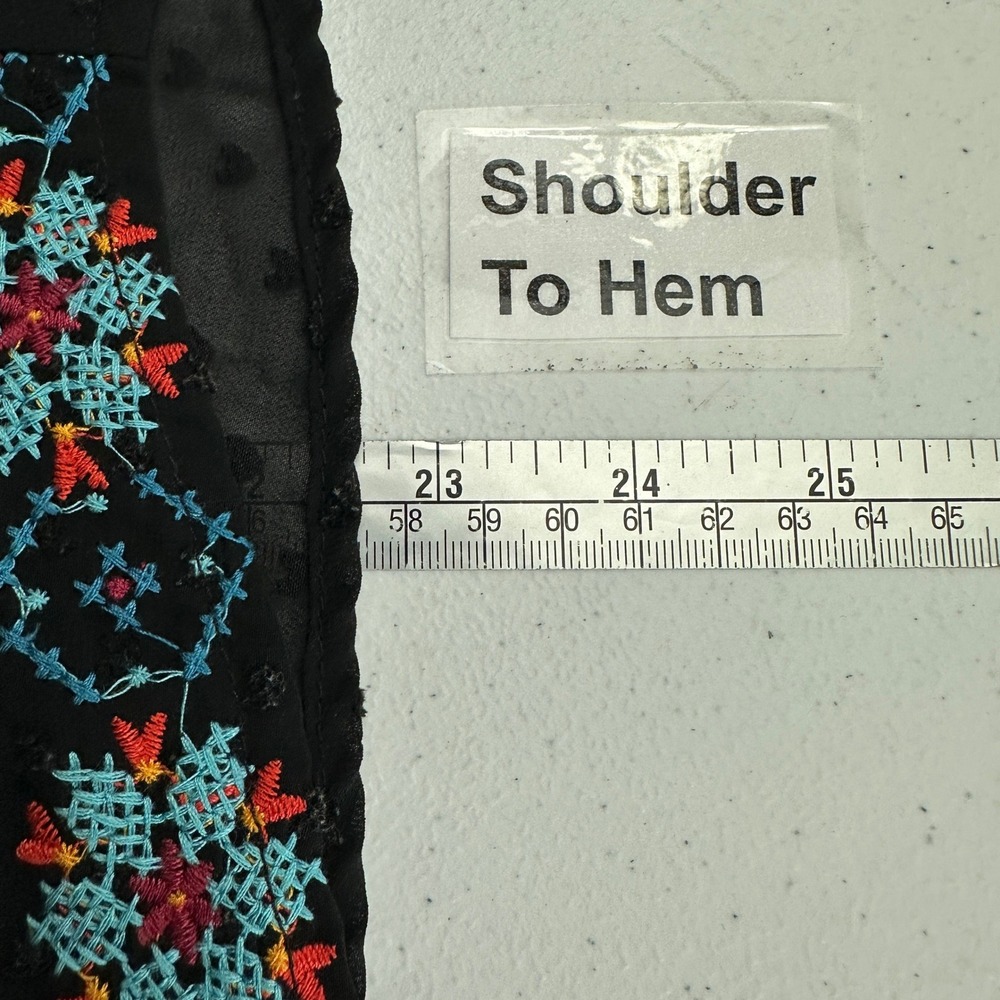 Embroidered Floral Peasant Top Womens Size M Bohemian Festival Milkmaid Cottage - Picture 5 of 6